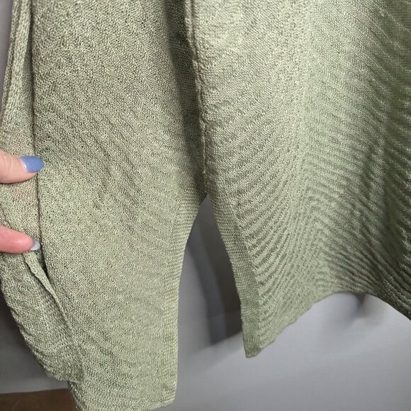 Eileen Fisher Celadon Green Hemp Open Front Longline Cardigan Duster Medium - Picture 4 of 7